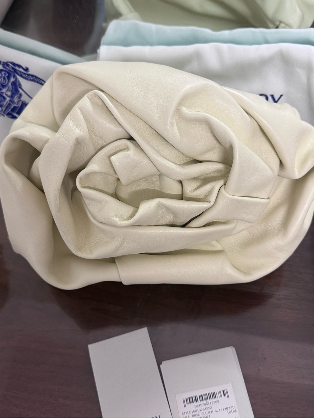 Burberry Cream Leather Clutch